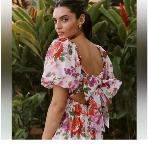 Abercrombie and fitch floral drama puff sleeve maxi dress-size small - Picture 4 of 4